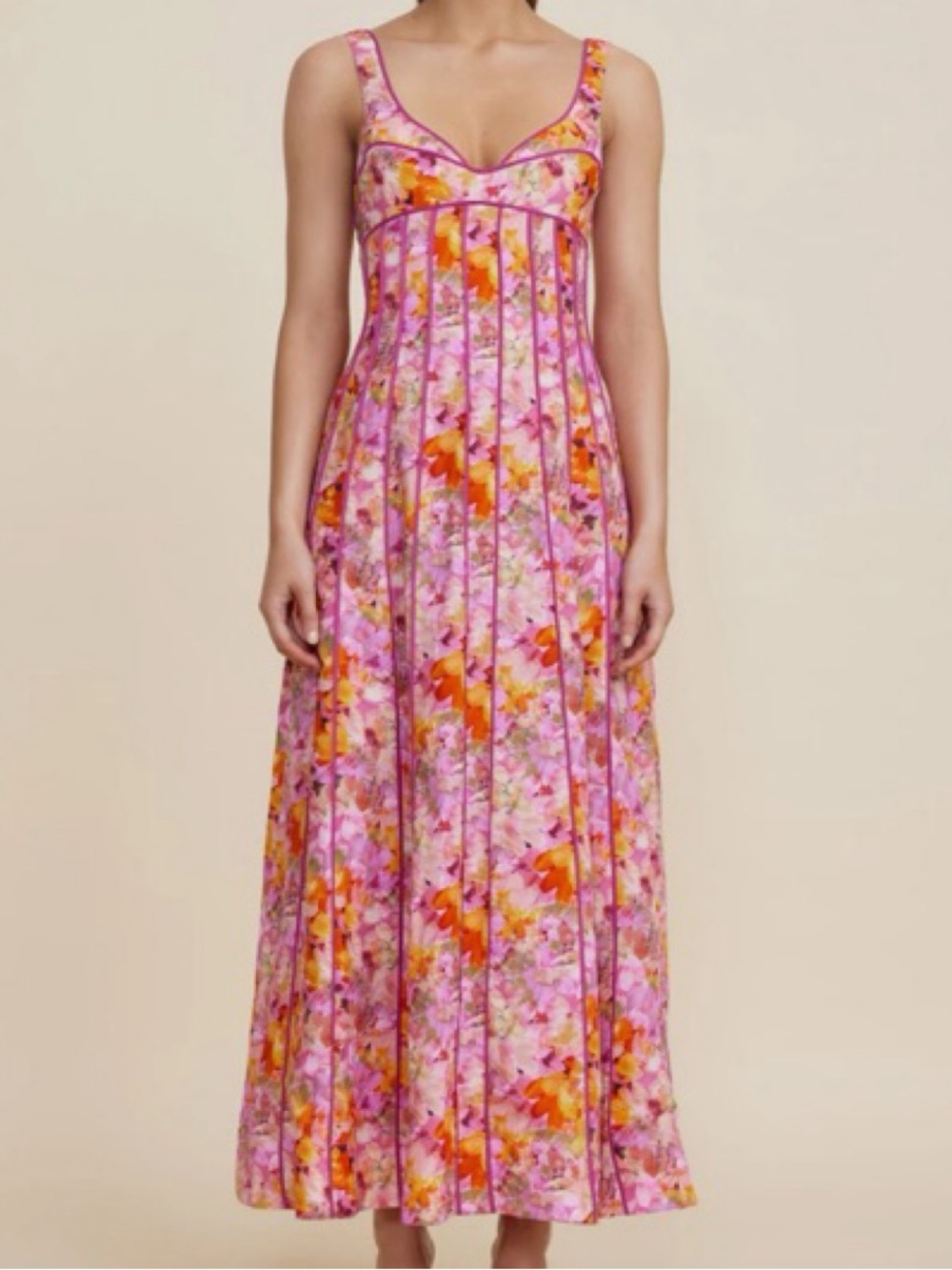 Acler Pink Floral Pleated Maxi Dress (Anthropologie)